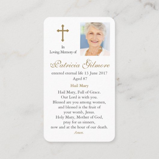 Funérailles St Christopher Prière Cartes de Sympat (Dos)