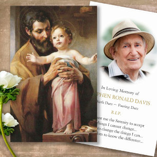 Funérailles St Joseph Memorial Prayer Cartes de Sy