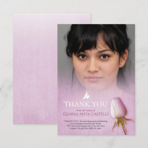 Funérailles violet rose photo famille carte de rem