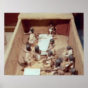 Funerair model van een textielwerkplaats poster