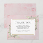 Funéraire Aquarelle Verdure Carte de remerciements (Devant / Derrière)