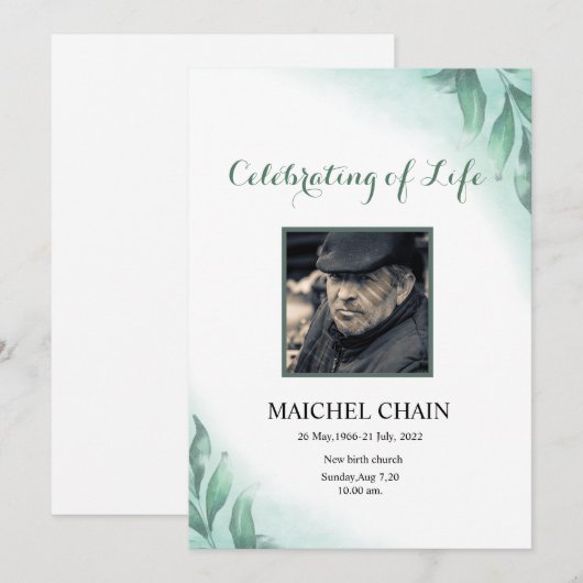 Funeral Announcement Card Aankondiging (Voorkant / Achterkant)