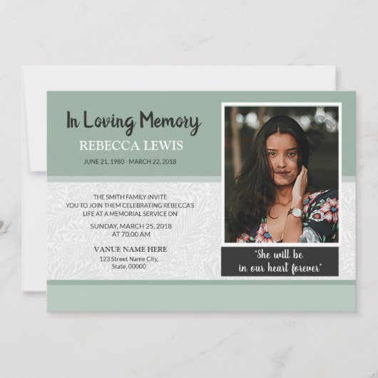 Funeral Announcement Card Kaart (Voorkant)