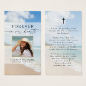Funeral Beach Forever Hearts Photo Prayer Card (Devant & derrière)