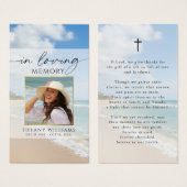 Funeral Beach In Loving Memory Photo Prayer Card (Devant & derrière)