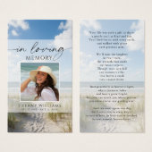 Funeral Beach In Loving Memory Photo Prayer Card (Devant & derrière)