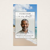 Funeral Beach Photo Forever Hearts Prayer Card (Devant)