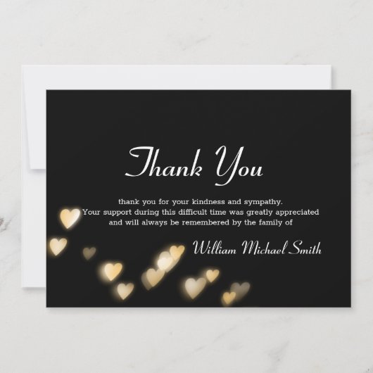 Funeral Bedankt Black met Heart Memorial Card (Voorkant)