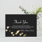 Funeral Bedankt Black met Heart Memorial Card (Staand voorkant)