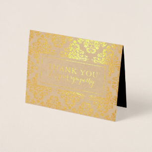 Funeral Bedankt kaarten   Gold Damask Foil Pattern