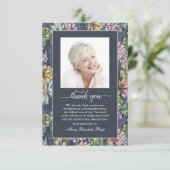 Funeral Blue Floral foto Hartelijk dank Bedankkaart (Staand voorkant)