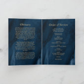 Funeral Blue & Gold Calligraphy Memorial Programme (Intérieur)