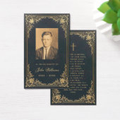 Funeral Blue Gold Memorial Prayer Kaart (Bureau)