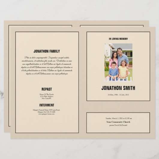 Funeral Brochure Sjabloon (Voorkant / Achterkant)