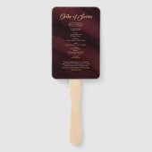 Funeral Burgundy & Gold Calligraphy Set of Fans Handwaaier (Achterkant)