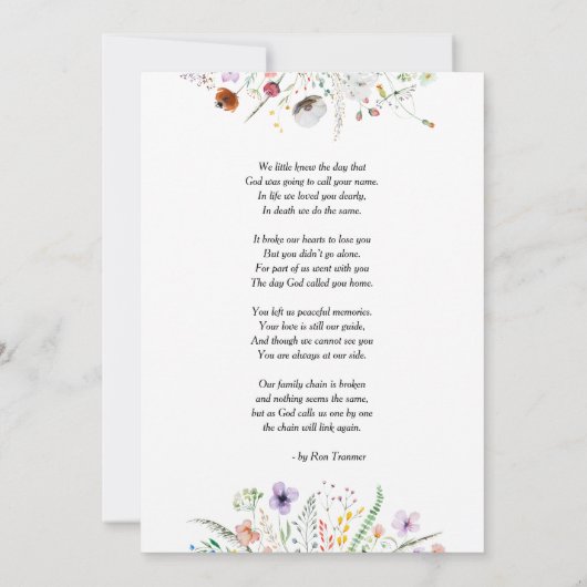 Funeral Celebration of Life Photo Kaart (Achterkant)