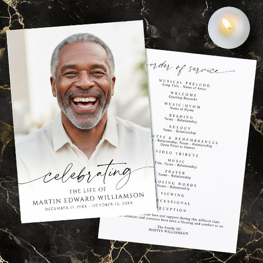 Funeral Celebration of Life Photo Order of Service Programma