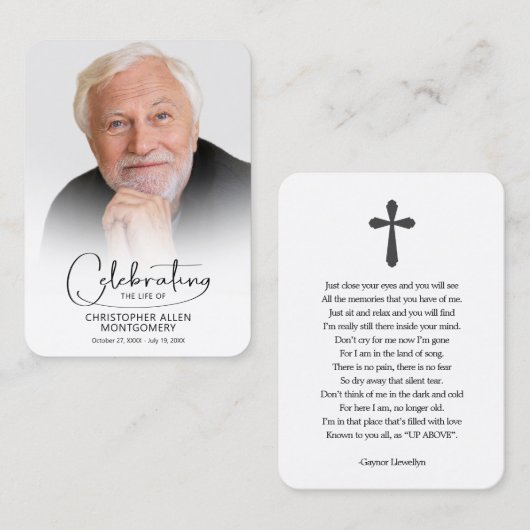 Funeral Celebration of Life Photo Prayer Card Visitekaartje (Voorkant / Achterkant)