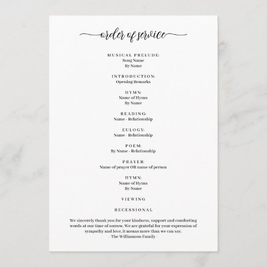 Funeral Celebration of Life Photo Programma (Achterkant)