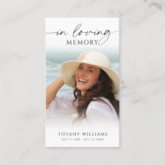 Funeral Cross Photo In Loving Memory Prayer Card Visitekaartje (Voorkant)