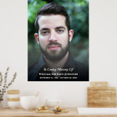 Funeral Custom Photo Bereavement in Loving Memory Poster (Keuken)