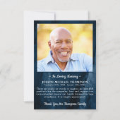 Funeral DANK U Foto Sympathie Blue Marble Bedankkaart (Voorkant)