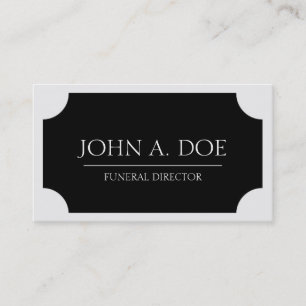 Funeral Director Black Plaque/Classic White Visitekaartje