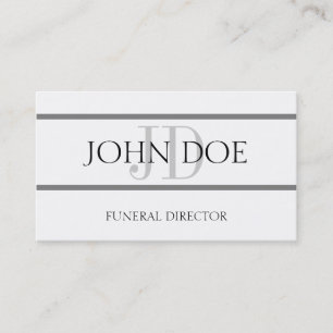Funeral Director White/Grey Stripe Visitekaartje