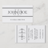 Funeral Director White/Grey Stripe Visitekaartje (Voorkant / Achterkant)