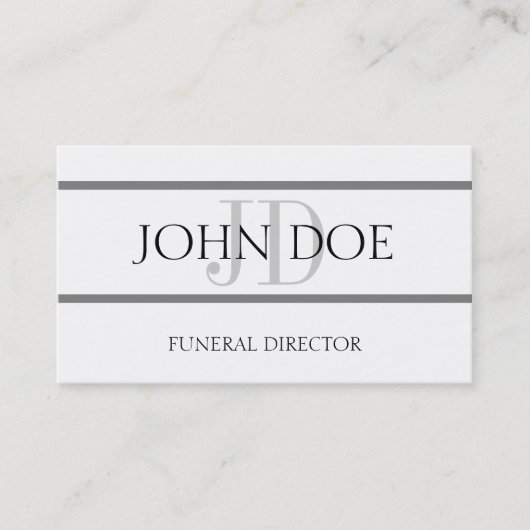 Funeral Director White/Grey Stripe Visitekaartje (Voorkant)