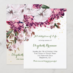 Funeral Elegant Burgundy Floral Kaart