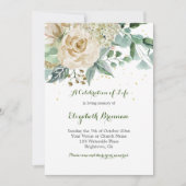 Funeral Elegant Roos Floral Green Foliage Kaart (Voorkant)