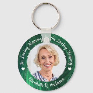 Funeral Emerald Green Marble Photo Memorial Sleutelhanger