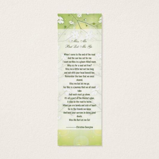 Funeral Floral Bladwijzer Sjabloon Mini Visitekaartjes (Achterkant)