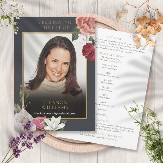 Funeral Floral Photo Order of Service Programme