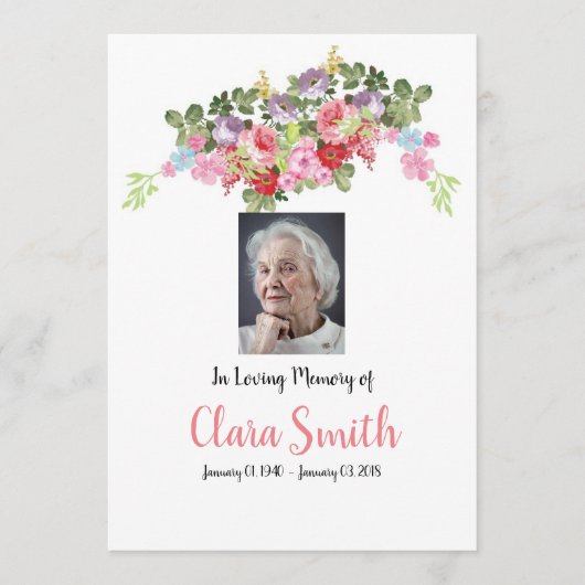 Funeral Floral Prayer Card Programma (Voorkant)