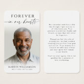 Funeral Forever Hearts Photo Minimal Prayer Card (Devant & derrière)