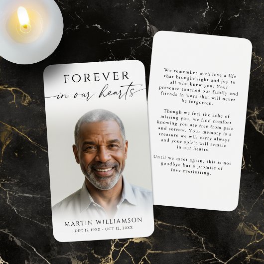 Funeral Forever Hearts Photo Minimal Prayer Card