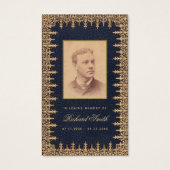 Funeral Gold Blue Memorial Prayer Kaart (Voorkant)