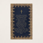 Funeral Gold Blue Memorial Prayer Kaart (Achterkant)