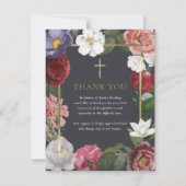 Funeral Gold Cross Floral Merci Carte Note (Devant)
