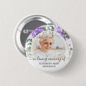 Funeral in Loating Memory Paars Floral Photo Ronde Button 5,7 Cm (Voorkant /achterkant)