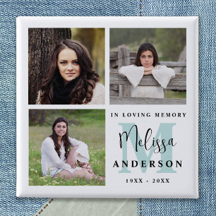 Funeral in Loing Memory Monogram Foto Vierkante Button 5,1 Cm