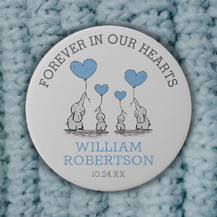 Funeral in Loving Memory   Blauwe harten Ronde Button 7,6 Cm