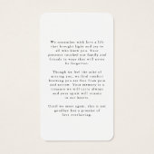 Funeral In Loving Memory Photo Simple Prayer Card (Dos)