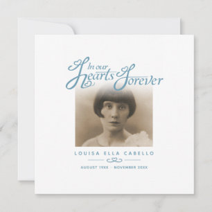 Funeral in ons hart bedankt wit blauw notitiekaartje