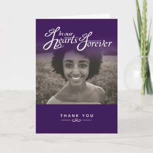 Funeral in our hearts purple thank you cards bedankkaart