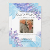 Funeral Invitation Template – Blue & Purple (Devant / Derrière)