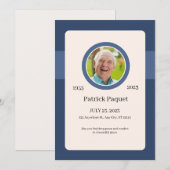 Funeral Invitation Template – Dark Blue Memorial Kaart (Voorkant / Achterkant)