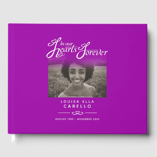 Funeral keepsaké livre d'invités dans nos coeurs m (Recto)